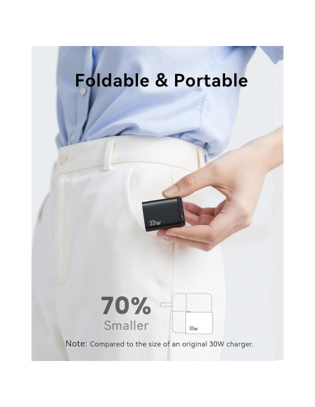 Cargador de pared USB C 33W HUNAN con 2 puertos y GaN Cargador de pared USB C 33W HUNAN con 2 puertos y GaN