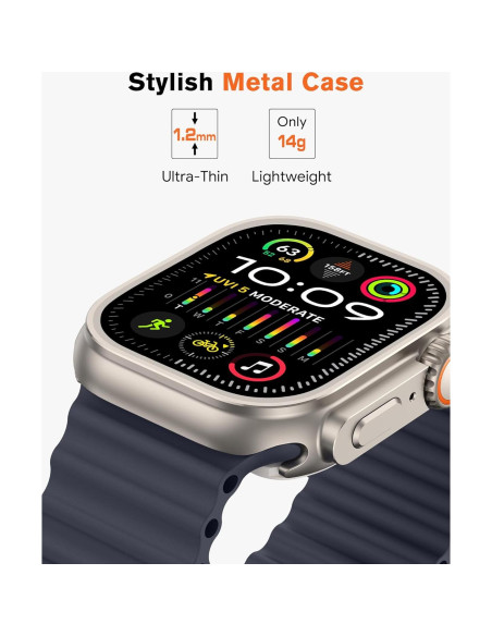 Funda de Metal amBand W1 para Apple Watch 45mm Titanio Natural Funda de Metal amBand W1 para Apple Watch 45mm Titanio Natural