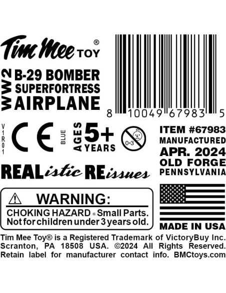 Avión Bombardero TimMee B-29 Superfortress Azul 24.77cm Avión Bombardero TimMee B-29 Superfortress Azul 24.77cm