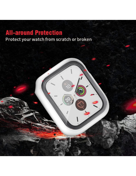 Carcasa Dura HANKN para Apple Watch 44mm - Protector Vidrio Templado Carcasa Dura HANKN para Apple Watch 44mm - Protector Vidrio Templado