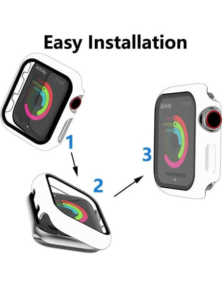 Carcasa Dura HANKN para Apple Watch 44mm - Protector Vidrio Templado Carcasa Dura HANKN para Apple Watch 44mm - Protector Vidrio Templado