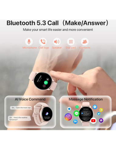 Reloj Inteligente DIVElink BH802 Rosa con Llamadas y Monitoreo de Salud