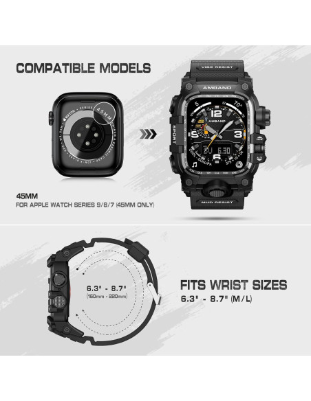 Funda con Correa amBand para Apple Watch 45mm - Negro Mate Funda con Correa amBand para Apple Watch 45mm - Negro Mate