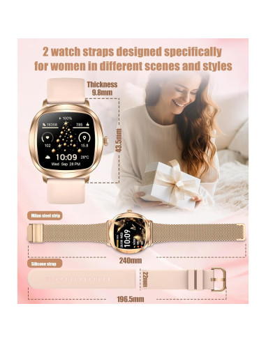Pulsera Inteligente H58 GLPYR Dorado, Pantalla 4.37 cm, IP68