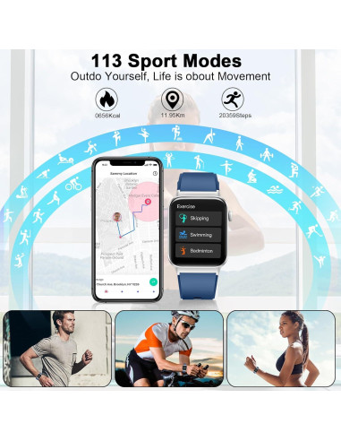 Reloj Inteligente Motast Azul 1.85" HD Fitness IP68
