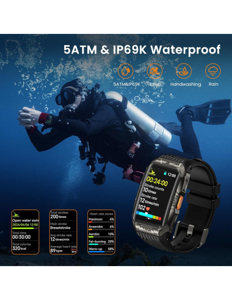 Reloj Inteligente KOSPET Tank X2 Negro, Monitoreo Salud 24/7 Reloj Inteligente KOSPET Tank X2 Negro, Monitoreo Salud 24/7