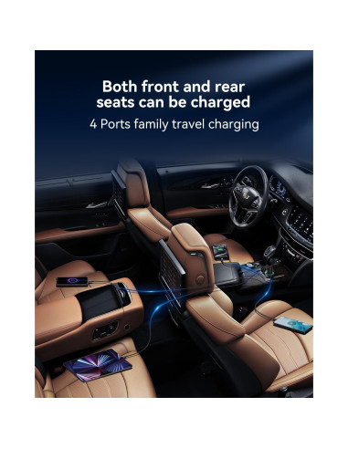 Cargador de coche USB C 70W Rocoren 4 puertos carga rápida