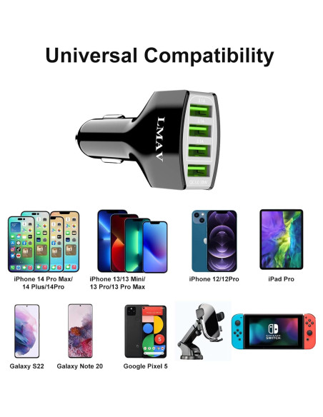 Cargador de Coche USB 4 Puertos QC3.0 Shenzhenshi - Carga Rápida Cargador de Coche USB 4 Puertos QC3.0 Shenzhenshi - Carga Rápida