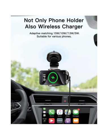 Cargador Inalámbrico para Auto ESSAGER 15W Soporte Ajustable