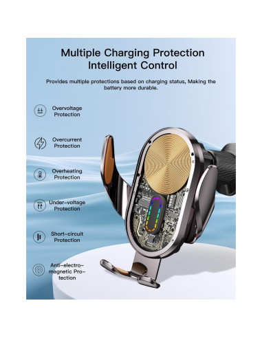 Cargador Inalámbrico para Auto ESSAGER 15W Soporte Ajustable