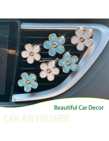 6 Clips Ambientador de Auto Flores ORIESSE Azul y Blanco