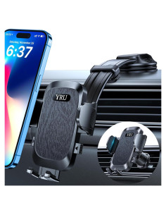 Soporte de Teléfono para Auto YRU 2025 Ajustable 360 Negro