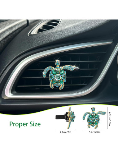 Clip de Ventilación de Coche ORIESSE Tortuga Brillante Verde Azul