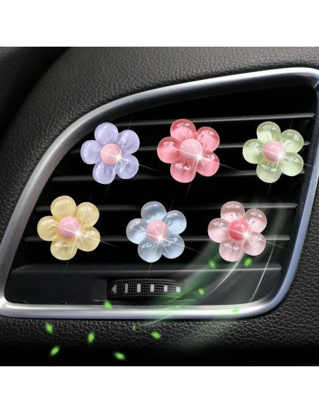6 Accesorios de Coche Flor Pentapétala PurYupearl Multicolor 6 Accesorios de Coche Flor Pentapétala PurYupearl Multicolor