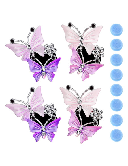 4 Clips de Aromaterapia para Coche Frienda Mariposa Rosa y Púrpura 4 Clips de Aromaterapia para Coche Frienda Mariposa Rosa y Púrpura