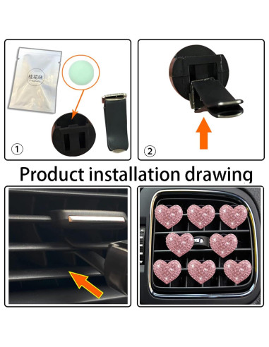 Clips de Ventilación Gowxs con Corazón Brillante Rosa - 2 Piezas