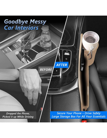Relleno Espacio Asientos Coche Semtomn 2 Piezas Beige Relleno Espacio Asientos Coche Semtomn 2 Piezas Beige