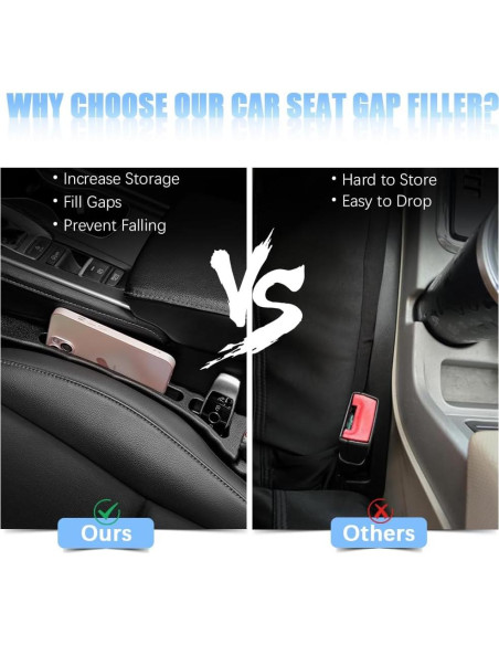 Organizador Relleno Espacio Asiento Coche Pincuttee 2Pcs Negro Organizador Relleno Espacio Asiento Coche Pincuttee 2Pcs Negro