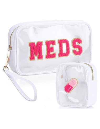 Bolsa de Medicina Hillban 2 Pcs Chenille Preppy Transparente