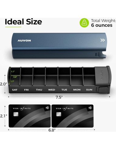 Organizador Semanal de Pastillas AUVON de Aluminio Azul