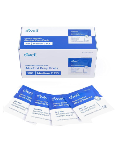 Toallitas Antisépticas Estériles OWELL - 100 Unidades 2-Ply