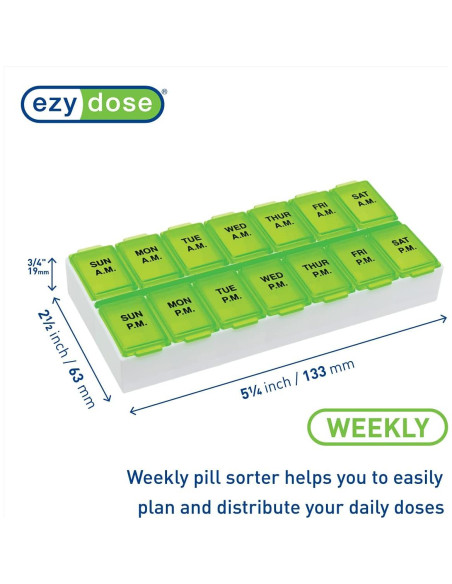 Planificador de Pastillas Semanal Ezy Dose AM/PM 7 Días Planificador de Pastillas Semanal Ezy Dose AM/PM 7 Días