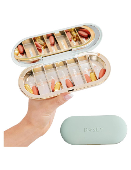 Organizador de Pastillas Dosey Compacto 7 Días con Espejo Salvia Organizador de Pastillas Dosey Compacto 7 Días con Espejo Salvia