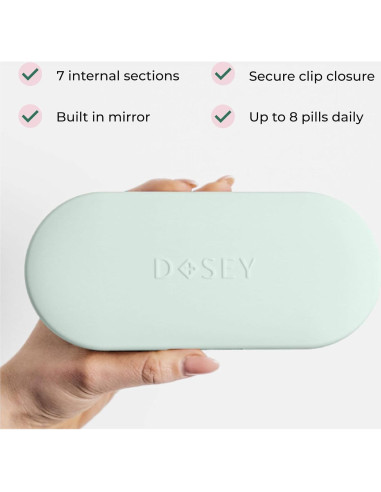 Organizador de Pastillas Dosey Compacto 7 Días con Espejo Salvia