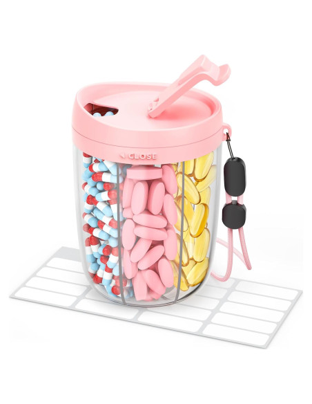 Dispensador de Pastillas AMOOS Rosa 6 Compartimentos Libre de BPA Dispensador de Pastillas AMOOS Rosa 6 Compartimentos Libre de BPA