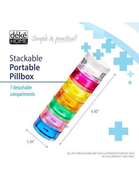 Organizador de Pastillas Apilable Deke Home 7 Días BPA Libre Organizador de Pastillas Apilable Deke Home 7 Días BPA Libre