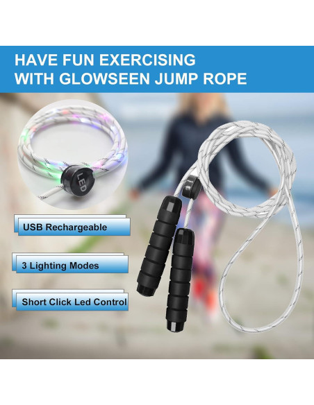 Cuerda de Salto Iluminada GS GLOWSEEN 2.74m Multicolor LED Cuerda de Salto Iluminada GS GLOWSEEN 2.74m Multicolor LED