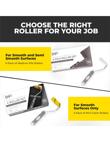 Juego de Rodillos de Pintura Mini 4" Luigi - 6 Piezas Juego de Rodillos de Pintura Mini 4" Luigi - 6 Piezas