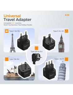 Convertidor de Voltaje TESSAN 220V a 110V con 4 USB Negro 2