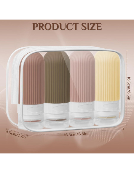 HCFGS Set de 4 Botellas de Viaje Silicona 60 ml A Prueba de Fugas HCFGS Set de 4 Botellas de Viaje Silicona 60 ml A Prueba de Fugas