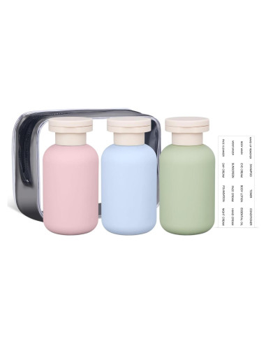 Set de Botellas de Viaje Reutilizables ASEVAT 100 ml a Prueba de Fugas