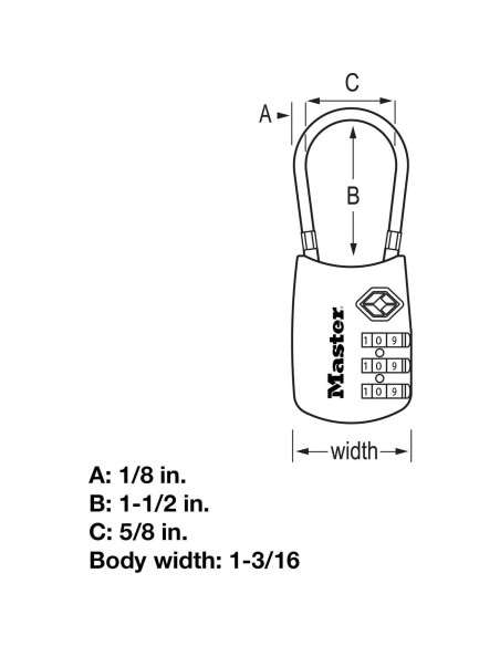 Candado de Equipaje Master Lock TSA 4688D Combinación 3 Dígitos Candado de Equipaje Master Lock TSA 4688D Combinación 3 Dígitos