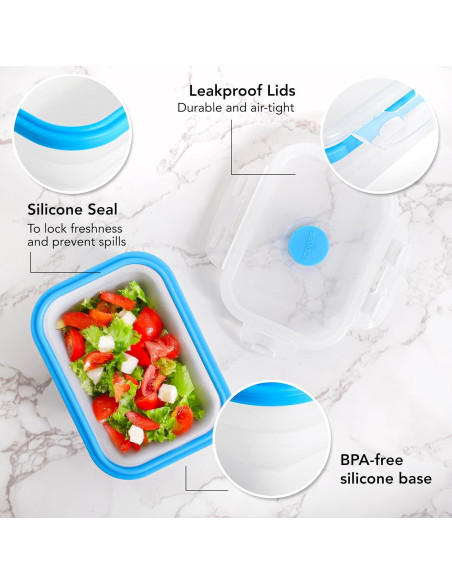 Set de 4 Contenedores Plegables Ecoberi 355ml Silicona BPA Free Set de 4 Contenedores Plegables Ecoberi 355ml Silicona BPA Free