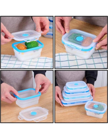 Set de 4 Contenedores Plegables Ecoberi 355ml Silicona BPA Free Set de 4 Contenedores Plegables Ecoberi 355ml Silicona BPA Free