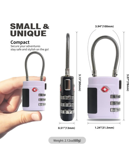 Candado de Combinación TSA UP Security - Negro y Morado Candado de Combinación TSA UP Security - Negro y Morado