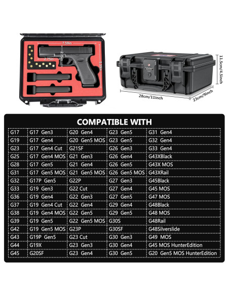 Caja de Pistola con Cerradura TSA Kinghardcase para Glock Caja de Pistola con Cerradura TSA Kinghardcase para Glock