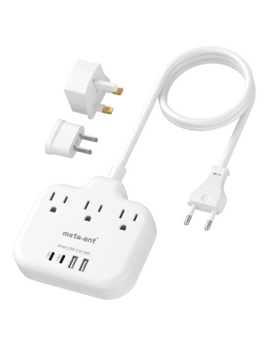 Adaptador de Enchufe de Viaje Universal Meta-ant 3FT USB