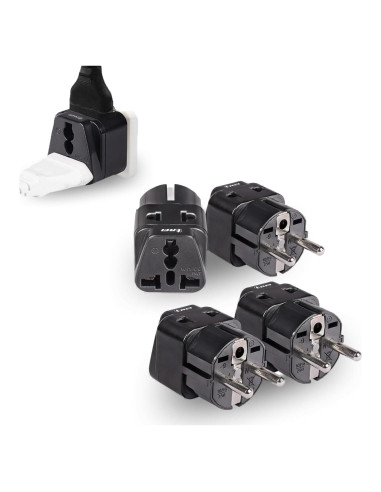 Adaptador de Viaje OREI Schuko Tipo E/F - Paquete de 4