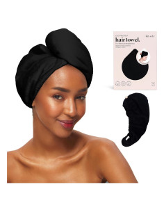 Toalla de Microfibra Kitsch Negra para Secado Rápido del Cabello