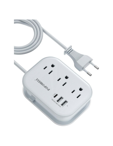 Adaptador de Enchufe de Viaje Popowell USB-C 1.5m 6 Salidas
