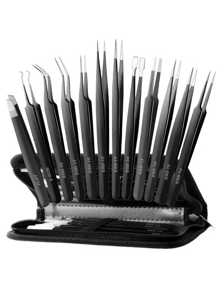 Juego de Pinzas de Precisión Antonki 12 Piezas con Estuche Juego de Pinzas de Precisión Antonki 12 Piezas con Estuche
