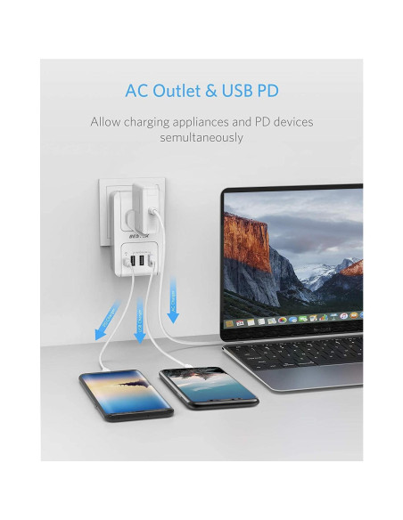 Adaptador de Viaje Internacional BESTEK 3000W con USB-C Adaptador de Viaje Internacional BESTEK 3000W con USB-C