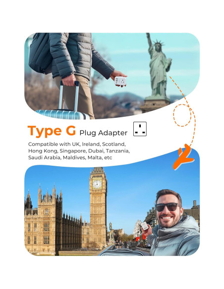 Adaptador de Enchufe Plegable LENCENT Tipo G con 4 USB Adaptador de Enchufe Plegable LENCENT Tipo G con 4 USB
