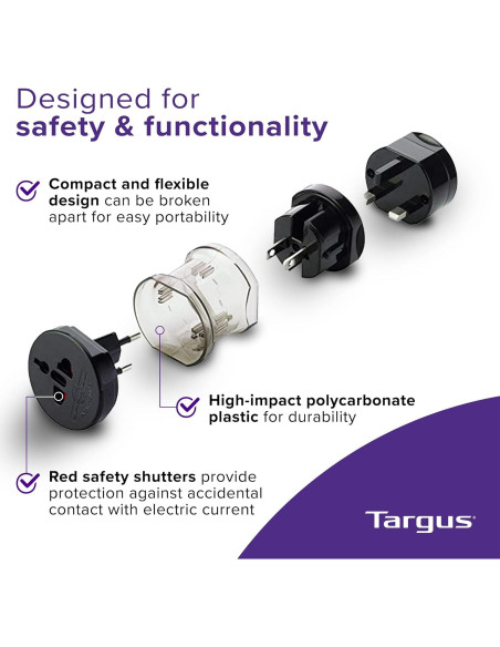 Adaptador de Viaje Universal Targus APK01AP-52, 145g, Negro Adaptador de Viaje Universal Targus APK01AP-52, 145g, Negro