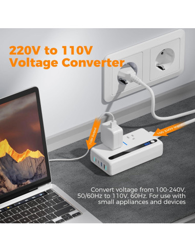 Convertidor de Voltaje 220V a 110V TESSAN con 4 USB