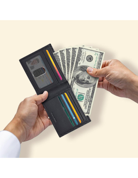 Billetera de Cuero Slim para Hombres con Bloqueo RFID - Compacta y Elegante Billetera de Cuero Slim para Hombres con Bloqueo RFID - Compacta y Elegante
